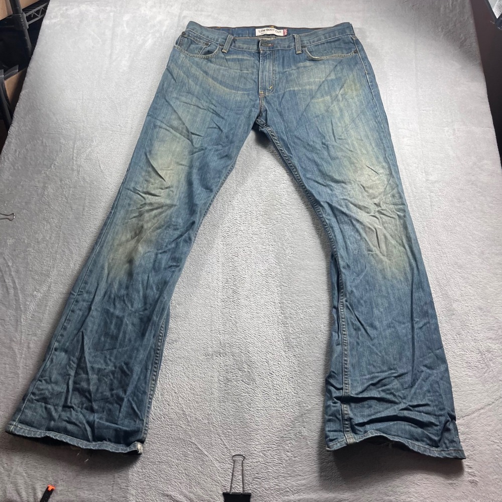 Levis‎ 527 Mens Low Boot Cut Jeans Medium Wash Blue Denim 36x32 Cotton